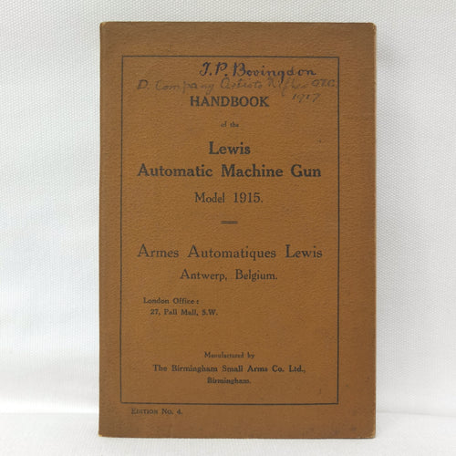 Artists Rifles BSA Lewis Gun Handbook (1916)