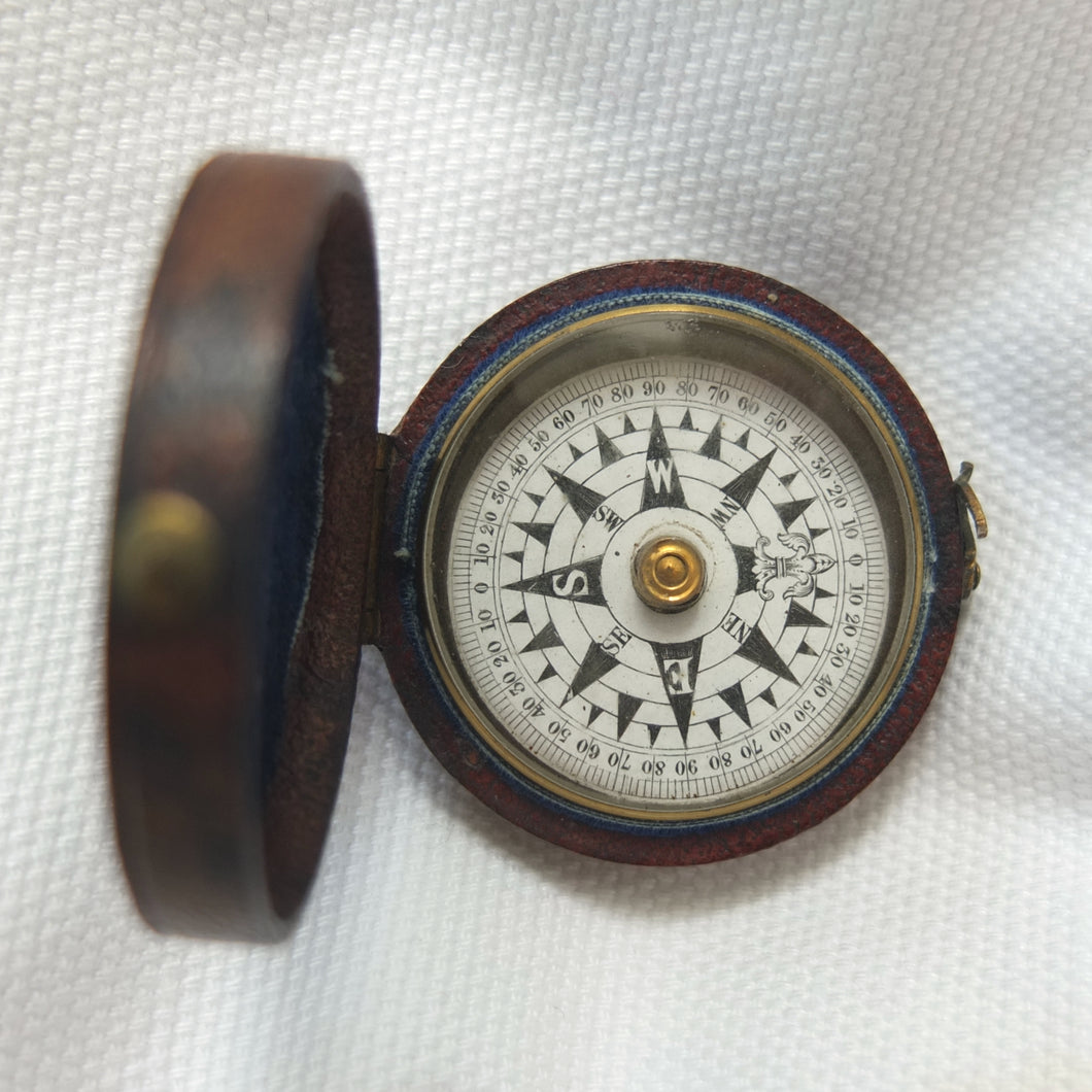 Francis Barker Leather Cased Pocket Compass c.1870