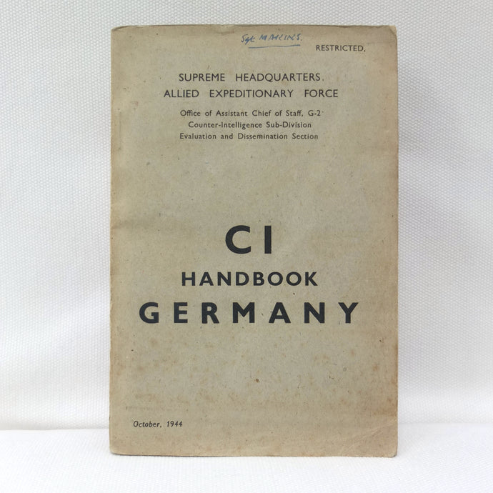 Counter Intelligence Handbook Germany (1944)