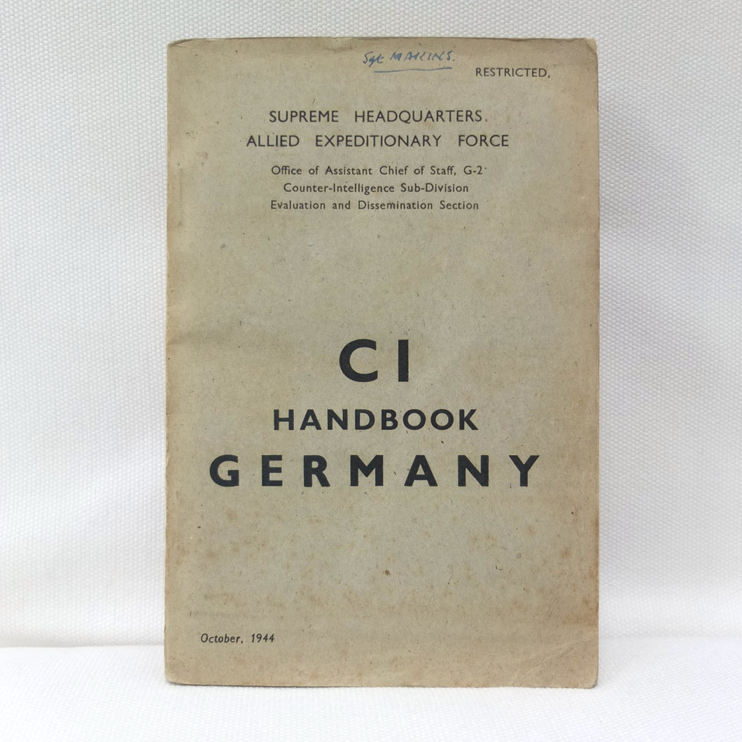 Counter Intelligence Handbook Germany (1944)