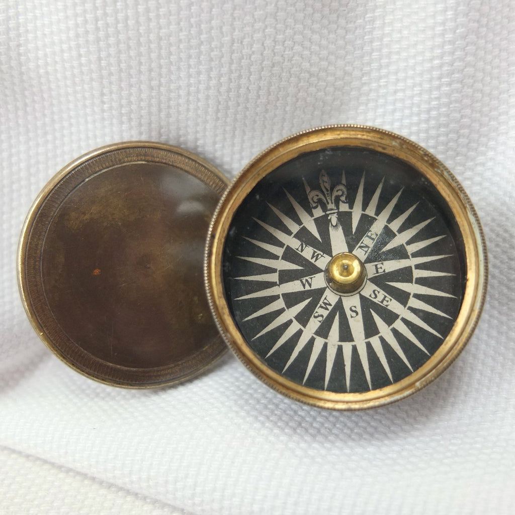 R Library Compass Georgian Brass Pocket Compass c.1830 – Compass Library