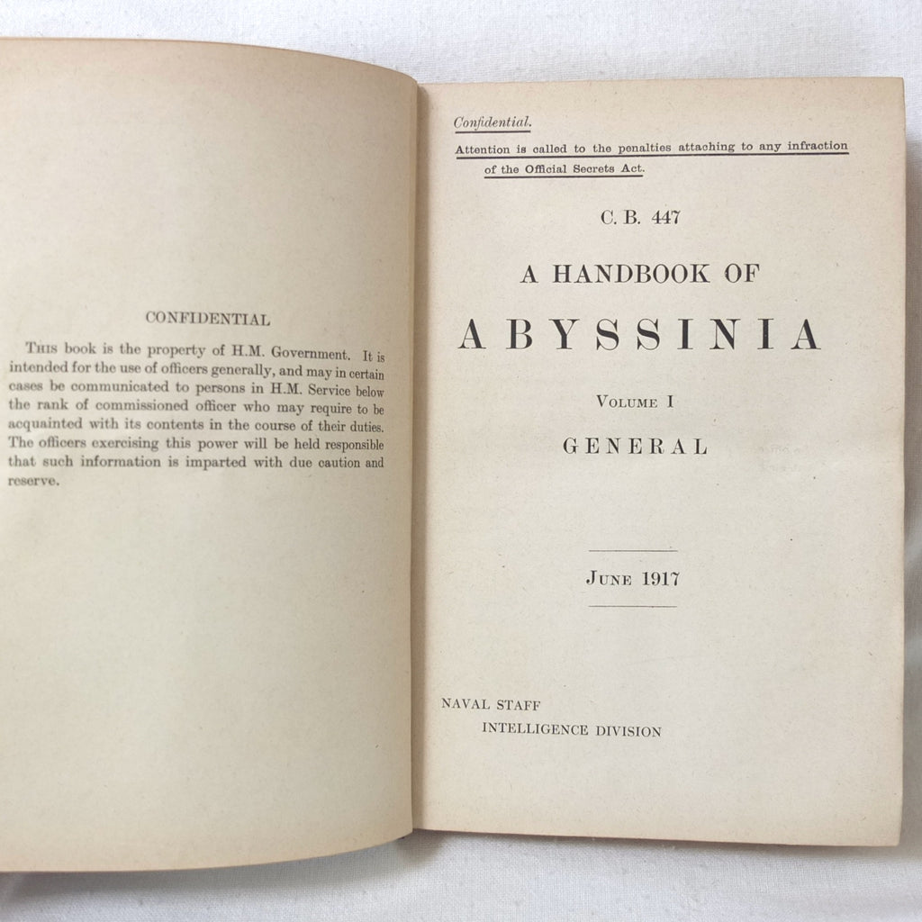Abyssinian Intelligence Handbook of Abyssinia (1917) | Naval Staff Intelligence – Compass Library