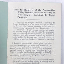 WW1 Munitions Factory Rules (1916)