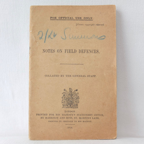 WW1 Trench Warfare Manual | Notes on Field Defences 1914