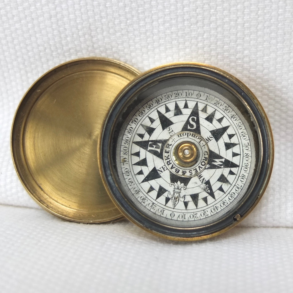 Antique Groves & Barker Brass Box Pocket Compass c.1848 | Compass Library