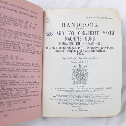 WW1 Maxim Machine Gun Handbook (1915) | Compass Library